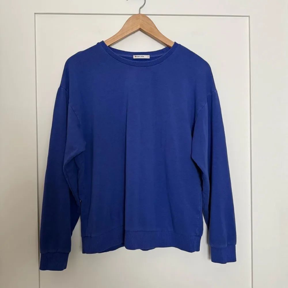 Marine Layer Fleece Sweatshirt Mens Sz S Blue Crew Neck Pullover Casual Soft